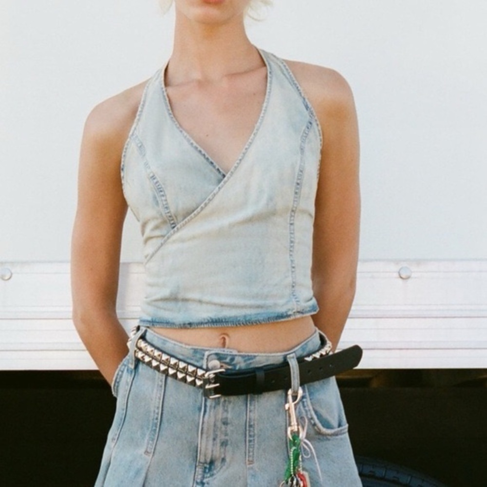 Light Blue Denim Halter Top